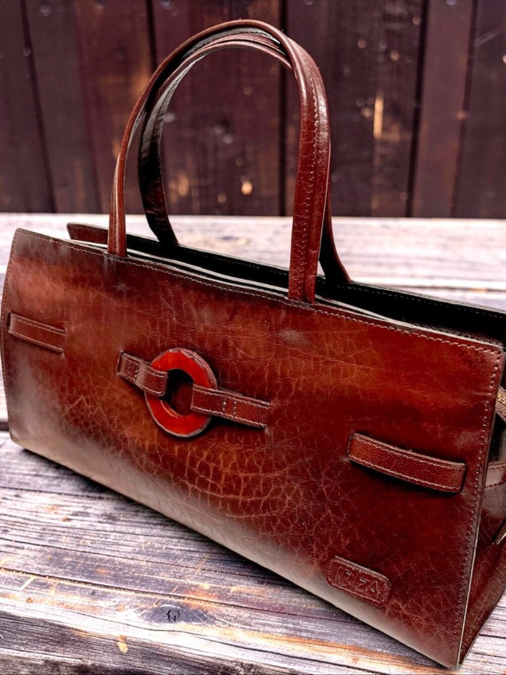 New-Classic  IBIZA Aoyama  Choco Brown Leather Hand Shoulder Bag + Silk Scarf (8 - Picture 5 of 16